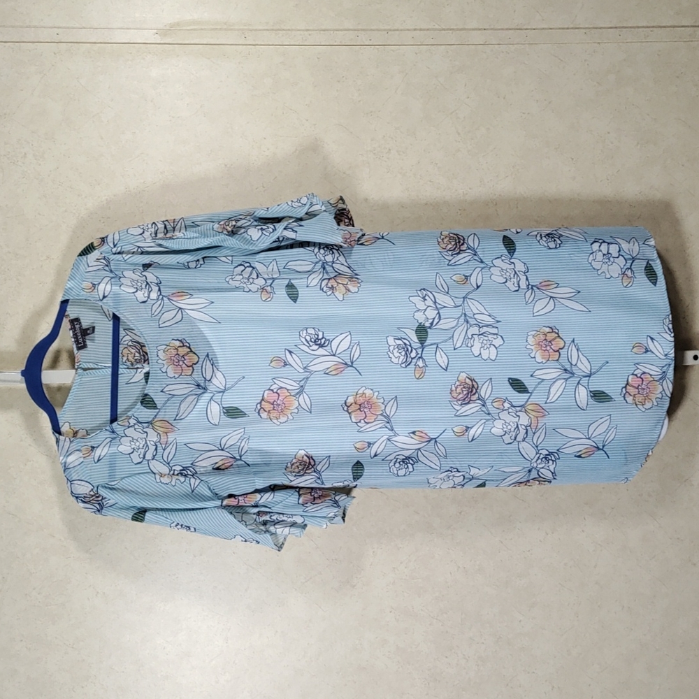 7177 Luxology blue stripe w/ yellow floral dress 14